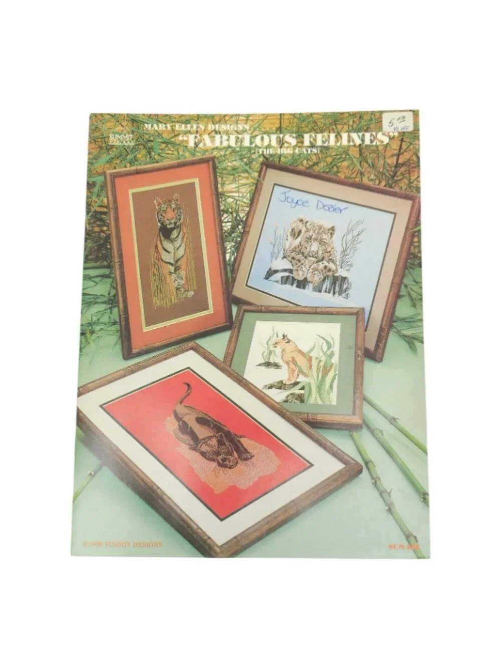 Cross Stitch Pattern Booklets Vintage Lot of 4 Animal Safari Cat Needlepoint DIY